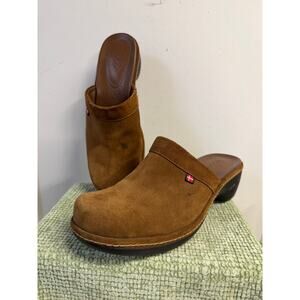Ecco Brown Suede Clogs Womens 38 Slip On Comfort Mule Shoes